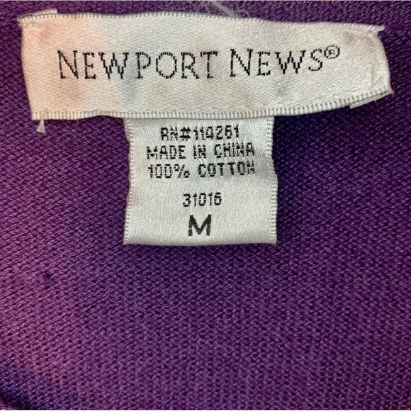 NEW Smock-Style Sweater Medium Newport News Purple Beautiful Pocket 100% Cotton - Picture 3 of 16
